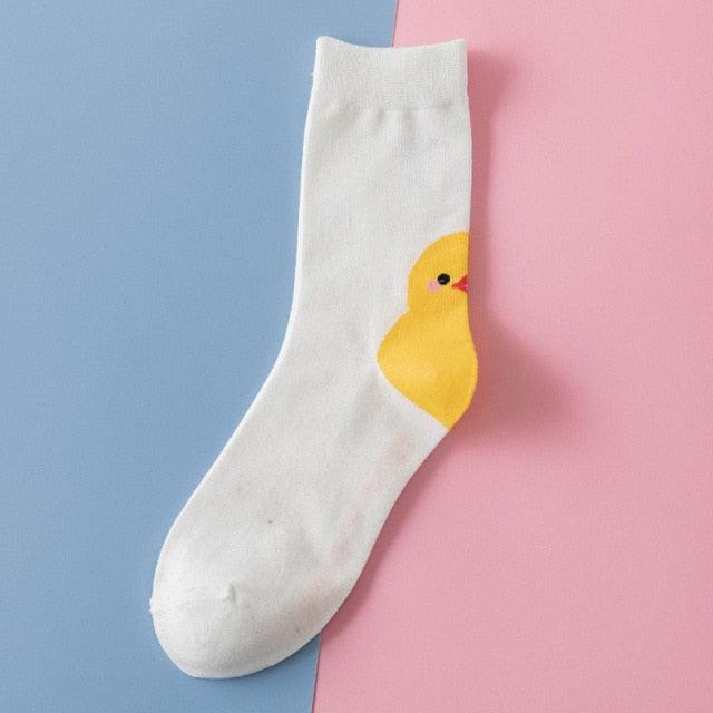 Nouvelles Chaussettes de Dessin Animé à la Mode, Imprimé Animal Canards, Chaussettes Mignonnes en Pur Coton, Chaussettes Courtes, Chaussettes Décontractées Canard Drôle Pour Hommes et Femmes