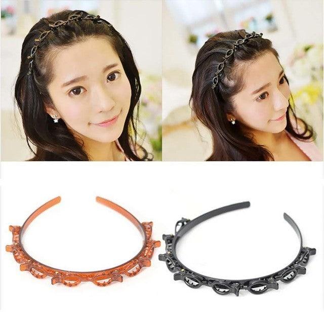 Nouvel Explosion de Mode Perle Strass Pince à Cheveux Double Peigne Frange Double Couche Bandeau Tressé avec Pinces à Cheveux Outils Capillaires pour Femmes Accessoires Cheveux