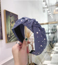 Nouveau Bandeau Filles Mode Fait Main Perles Brillantes Strass Ornement Bandeau Femmes Nœud Moyen Turban Magnifiques Accessoires Cheveux Pour Femmes