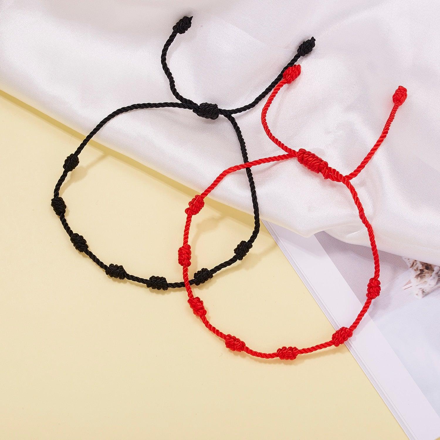 Nouveau Bracelet de Couple Tressé à la Main pour Femmes et Hommes, Charme Cœur Chanceux, Bracelets en Corde Réglables, Bracelet Cordon Rouge Tressé pour Hommes et Femmes