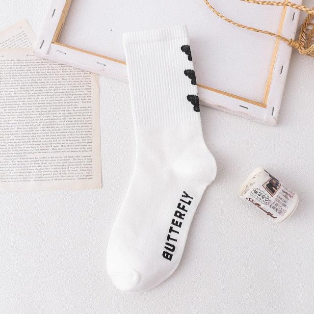Nouvelles chaussettes montantes respirantes de style Hip Hop en pur coton à motif de dessins animés, chaussettes de skateboard douces et longues pour hommes et femmes, à motif de smilies mignons et kawaii, tendance.