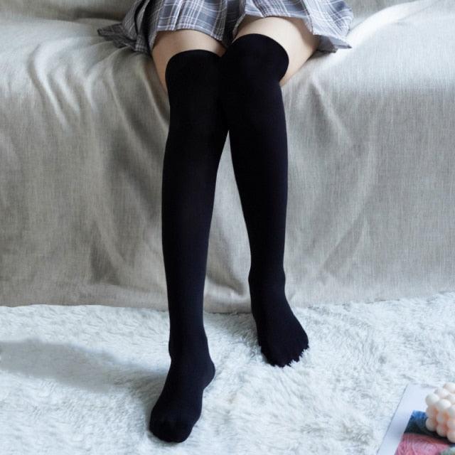 Nouvelles Chaussettes Hautes Cuisse en Velours Uni Douces et Flexibles, Chaussettes Longues Montantes au-dessus du Genou pour Femmes