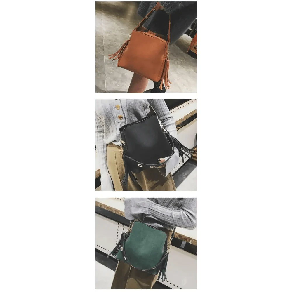 Nouveau sac seau de gommage à la mode pour femmes, sac bandoulière vintage à pompon, sac à bandoulière de haute qualité, sac à bandoulière simple pour femmes