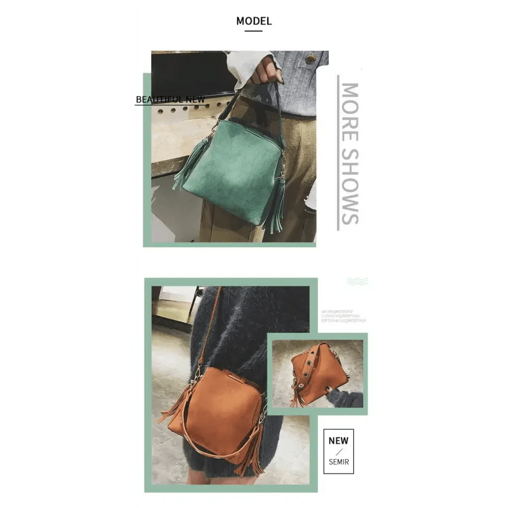 Nouveau sac seau de gommage à la mode pour femmes, sac bandoulière vintage à pompon, sac à bandoulière de haute qualité, sac à bandoulière simple pour femmes