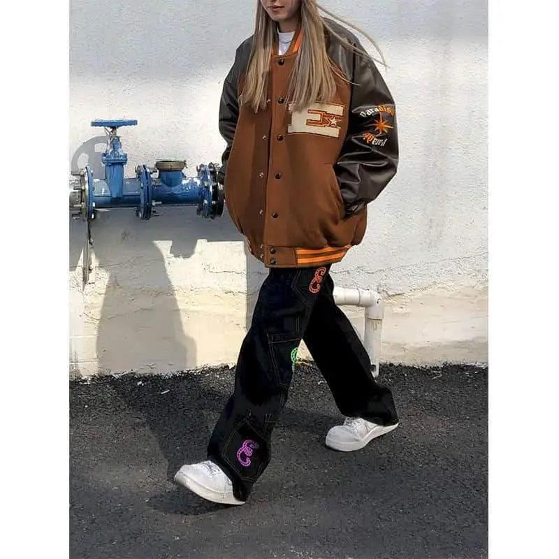 Nouvelle Veste Femme Style Libre Hip Hop Patchwork Fourrure Os Couleurs Contrastées Vestes Homme Streetwear Manteaux Baseball Homme Unisexe