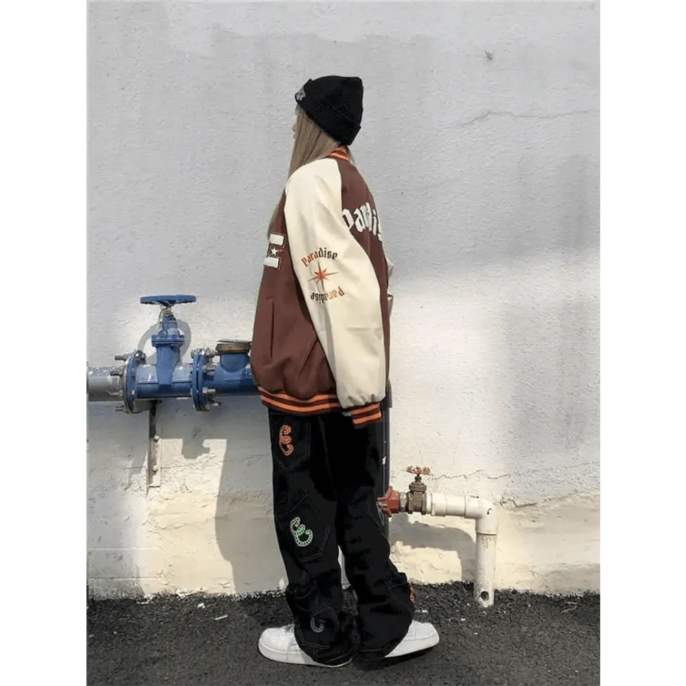 Nouvelle Veste Femme Style Libre Hip Hop Patchwork Fourrure Os Couleurs Contrastées Vestes Homme Streetwear Manteaux Baseball Homme Unisexe