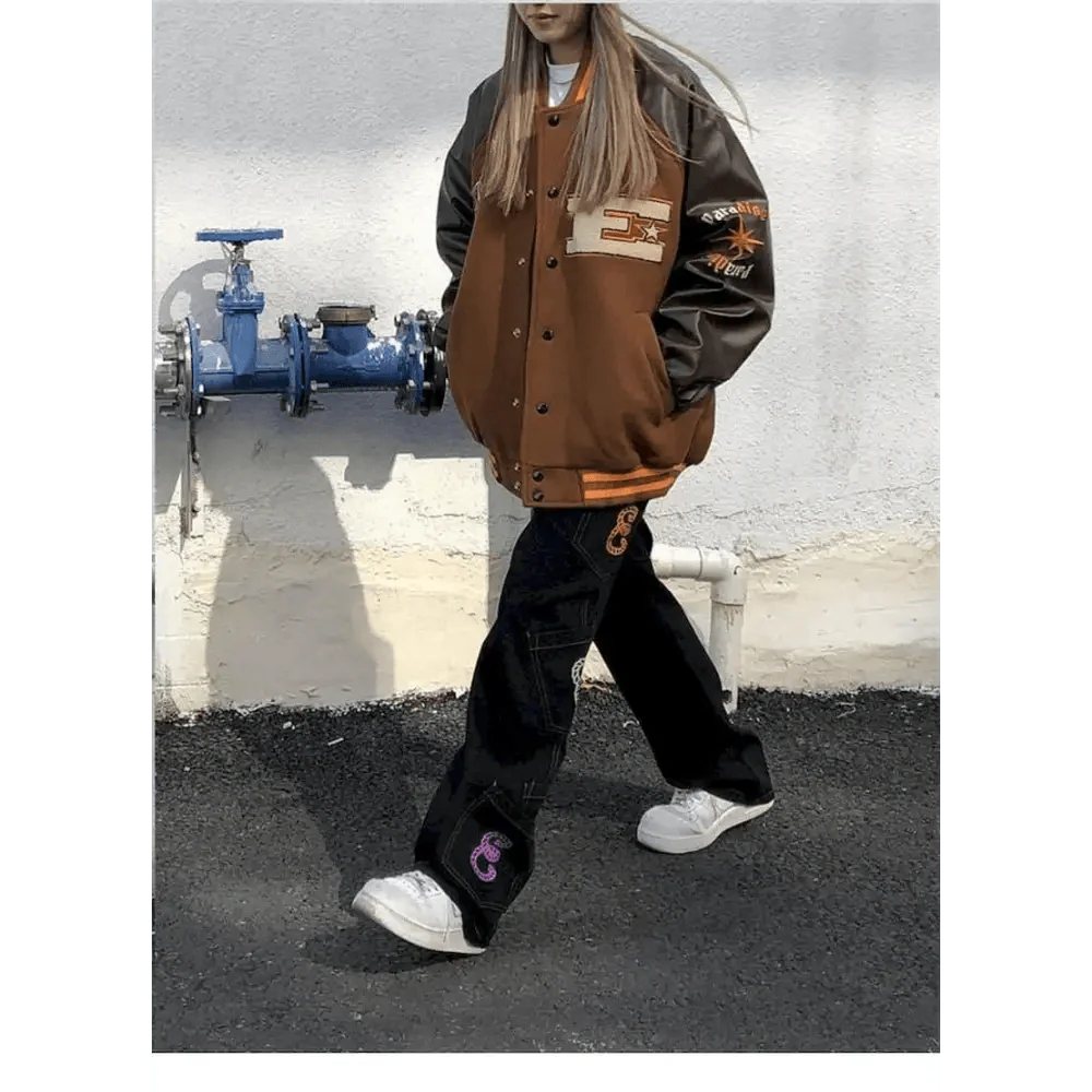 Nouvelle Veste Femme Style Libre Hip Hop Patchwork Fourrure Os Couleurs Contrastées Vestes Homme Streetwear Manteaux Baseball Homme Unisexe