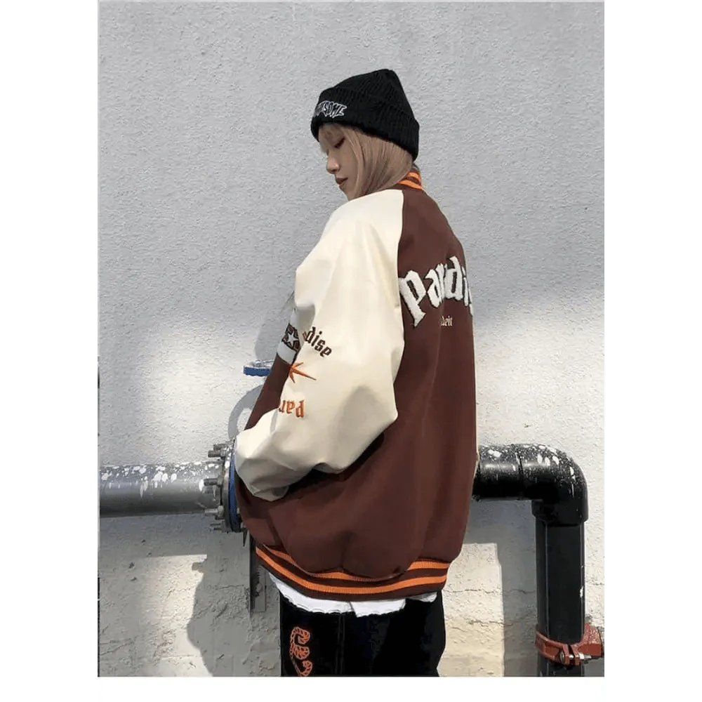 Nouvelle Veste Femme Style Libre Hip Hop Patchwork Fourrure Os Couleurs Contrastées Vestes Homme Streetwear Manteaux Baseball Homme Unisexe