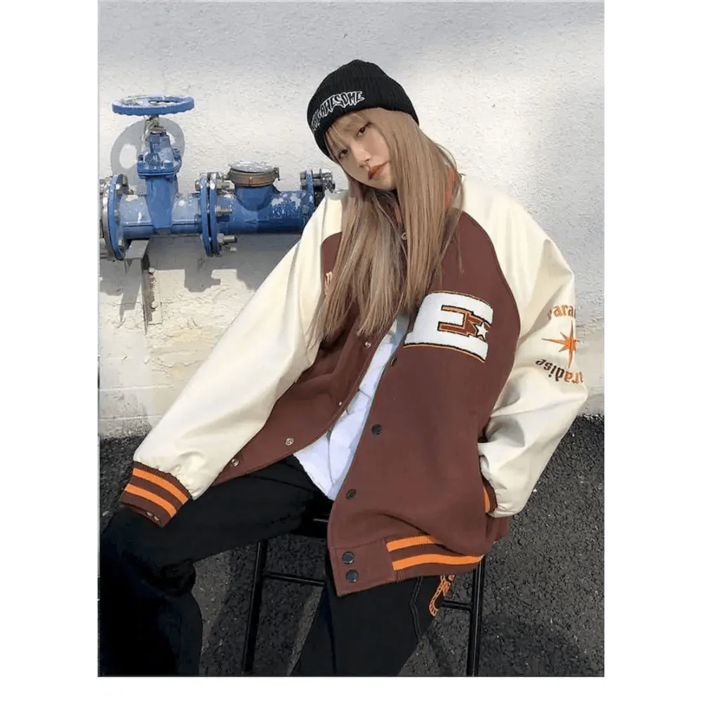 Nouvelle Veste Femme Style Libre Hip Hop Patchwork Fourrure Os Couleurs Contrastées Vestes Homme Streetwear Manteaux Baseball Homme Unisexe