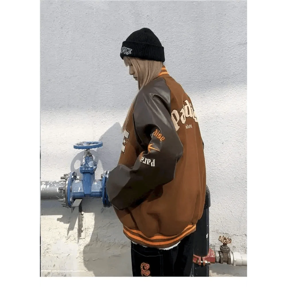 Nouvelle Veste Femme Style Libre Hip Hop Patchwork Fourrure Os Couleurs Contrastées Vestes Homme Streetwear Manteaux Baseball Homme Unisexe