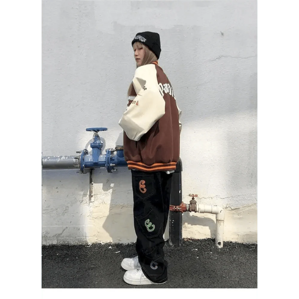 Nouvelle Veste Femme Style Libre Hip Hop Patchwork Fourrure Os Couleurs Contrastées Vestes Homme Streetwear Manteaux Baseball Homme Unisexe