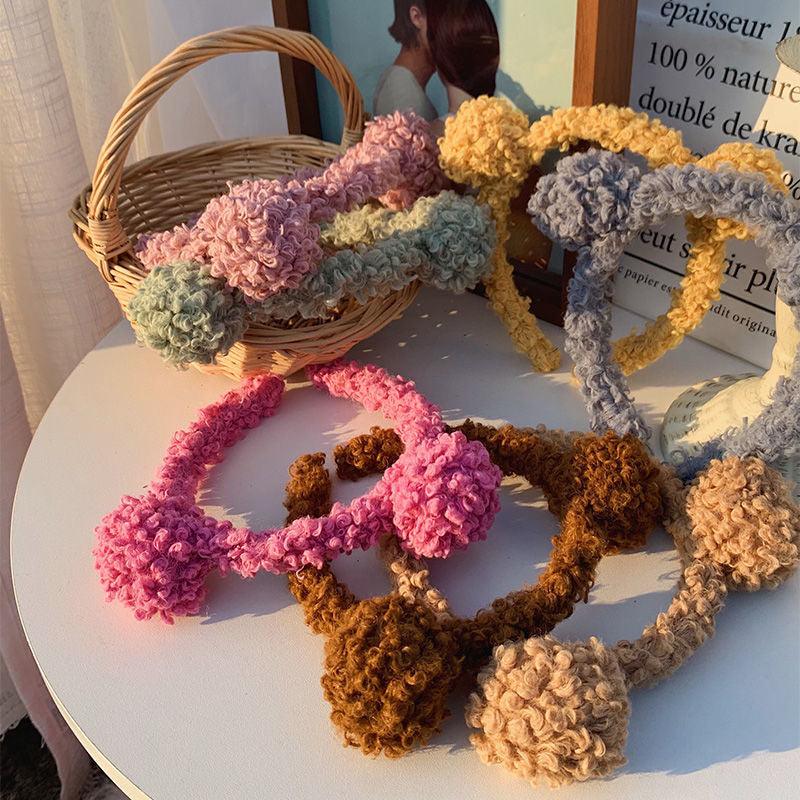 Nouveau bandeau oreilles de lapin en peluche Gils mignon ours automne hiver cerceau de tête dessin animé filles enfants bandeau coiffe magnifiques accessoires de cheveux pour femmes