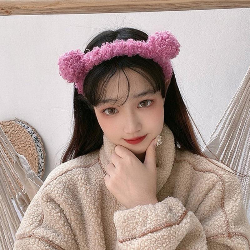 Nouveau bandeau oreilles de lapin en peluche Gils mignon ours automne hiver cerceau de tête dessin animé filles enfants bandeau coiffe magnifiques accessoires de cheveux pour femmes