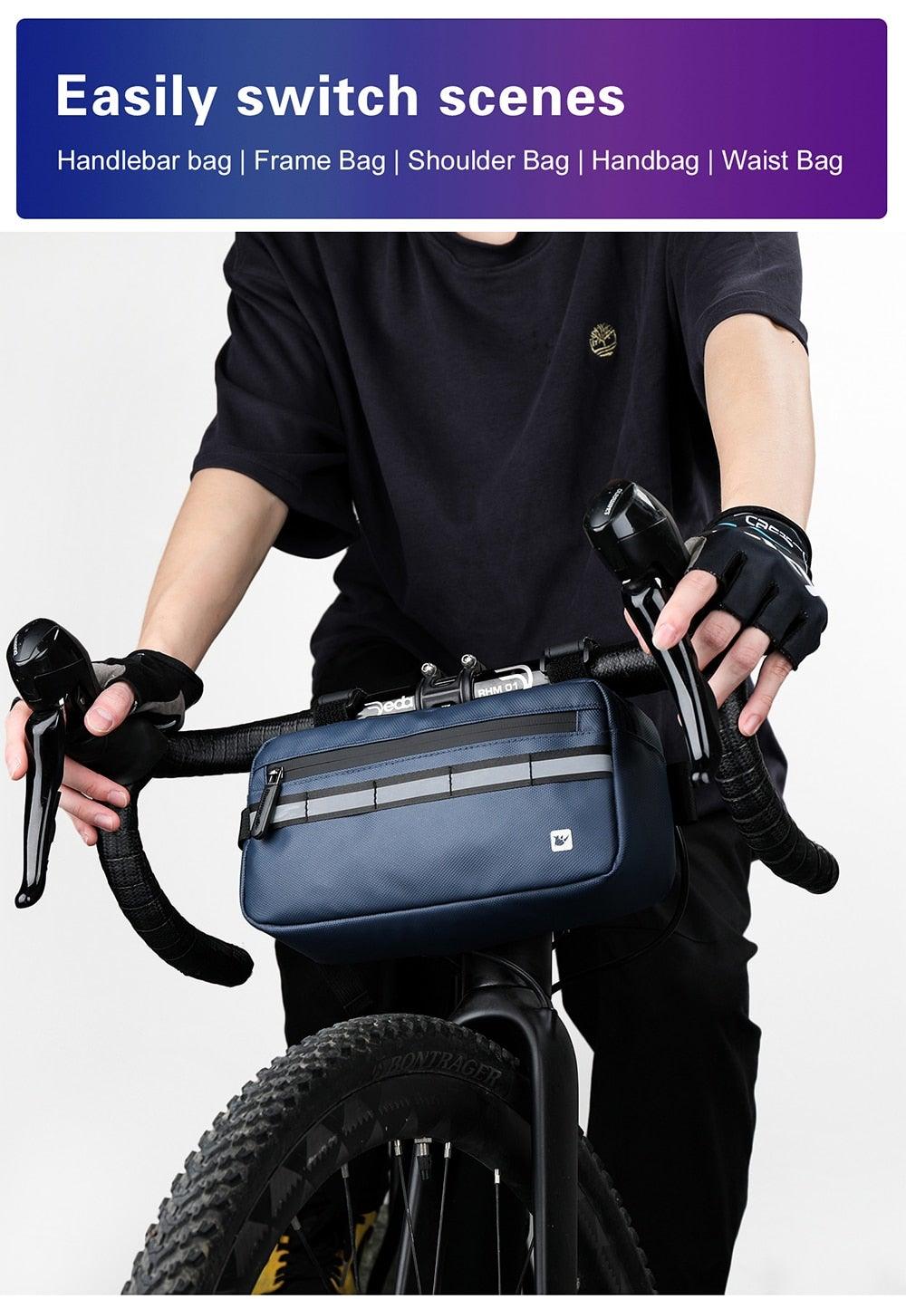 Nouveau Sac de Guidon Sacoches de Vélo Sacoche de Cadre Imperméable Multifonctionnel Sac à Bandoulière Portable Accessoires de Vélo Sac de Guidon Multifonctionnel Sacoche Avant de Vélo Étanche Sac à Bandoulière Sac à Main Sac Banane