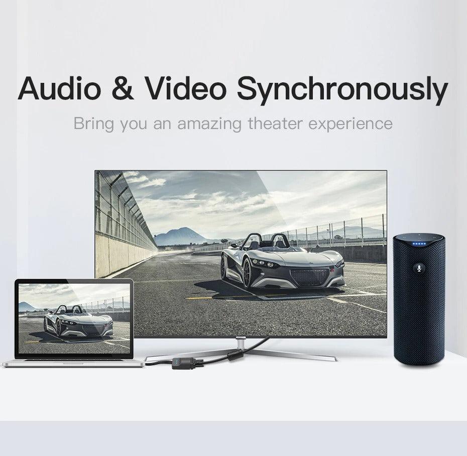 Nouvel adaptateur HDMI vers VGA, convertisseur vidéo audio numérique vers analogique, câble adaptateur HDMI vers VGA plaqué or, design noir 1080p pour ordinateur portable, téléviseur, projecteur, jeux