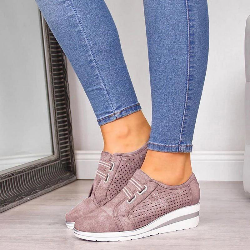 Nouvelles baskets décontractées à talons hauts pour femmes, chaussures respirantes rehaussant la hauteur, coussin d'air, baskets confortables, chaussures vulcanisées en cuir pour femmes, chaussures de marche de luxe pour femmes en extérieur