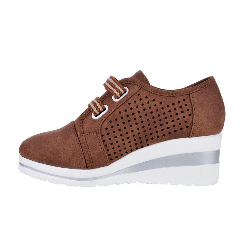 Nouvelles baskets décontractées à talons hauts pour femmes, chaussures respirantes rehaussant la hauteur, coussin d'air, baskets confortables, chaussures vulcanisées en cuir pour femmes, chaussures de marche de luxe pour femmes en extérieur