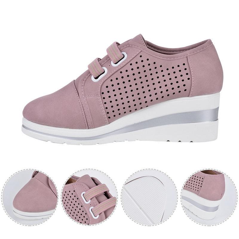 Nouvelles baskets décontractées à talons hauts pour femmes, chaussures respirantes rehaussant la hauteur, coussin d'air, baskets confortables, chaussures vulcanisées en cuir pour femmes, chaussures de marche de luxe pour femmes en extérieur