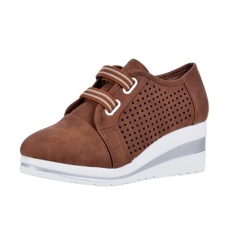 Nouvelles baskets décontractées à talons hauts pour femmes, chaussures respirantes rehaussant la hauteur, coussin d'air, baskets confortables, chaussures vulcanisées en cuir pour femmes, chaussures de marche de luxe pour femmes en extérieur