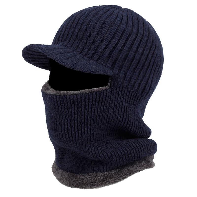 Nouveau bonnet cagoule en laine coupe-vent, doublure velours épaisse, capuche mode extérieure chaude, col bonnet d'hiver, casquettes de sport en plein air, bonnets chauds pour hommes, chapeaux tricotés, bandanas, randonnée, camping, cache-cou pour enfants