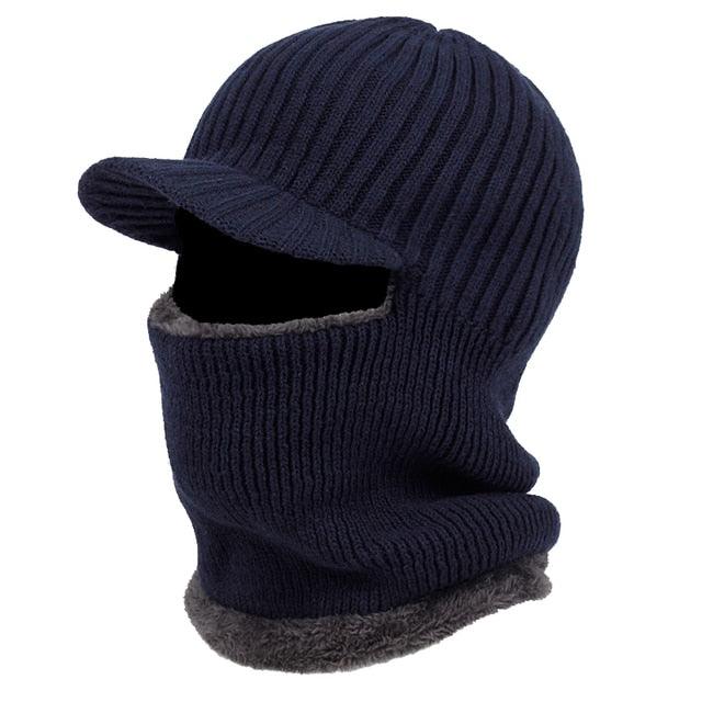 Nouveau bonnet cagoule en laine coupe-vent, doublure velours épaisse, capuche mode extérieure chaude, col bonnet d'hiver, casquettes de sport en plein air, bonnets chauds pour hommes, chapeaux tricotés, bandanas, randonnée, camping, cache-cou pour enfants