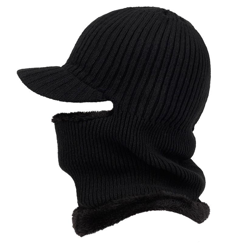 Nouveau bonnet cagoule en laine coupe-vent, doublure velours épaisse, capuche mode extérieure chaude, col bonnet d'hiver, casquettes de sport en plein air, bonnets chauds pour hommes, chapeaux tricotés, bandanas, randonnée, camping, cache-cou pour enfants