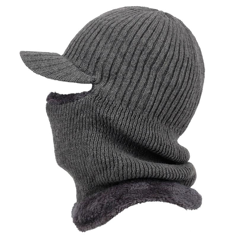 Nouveau bonnet cagoule en laine coupe-vent, doublure velours épaisse, capuche mode extérieure chaude, col bonnet d'hiver, casquettes de sport en plein air, bonnets chauds pour hommes, chapeaux tricotés, bandanas, randonnée, camping, cache-cou pour enfants