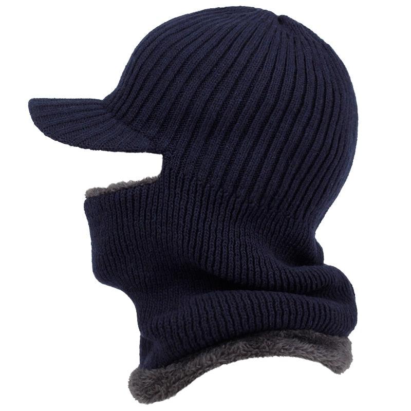 Nouveau bonnet cagoule en laine coupe-vent, doublure velours épaisse, capuche mode extérieure chaude, col bonnet d'hiver, casquettes de sport en plein air, bonnets chauds pour hommes, chapeaux tricotés, bandanas, randonnée, camping, cache-cou pour enfants