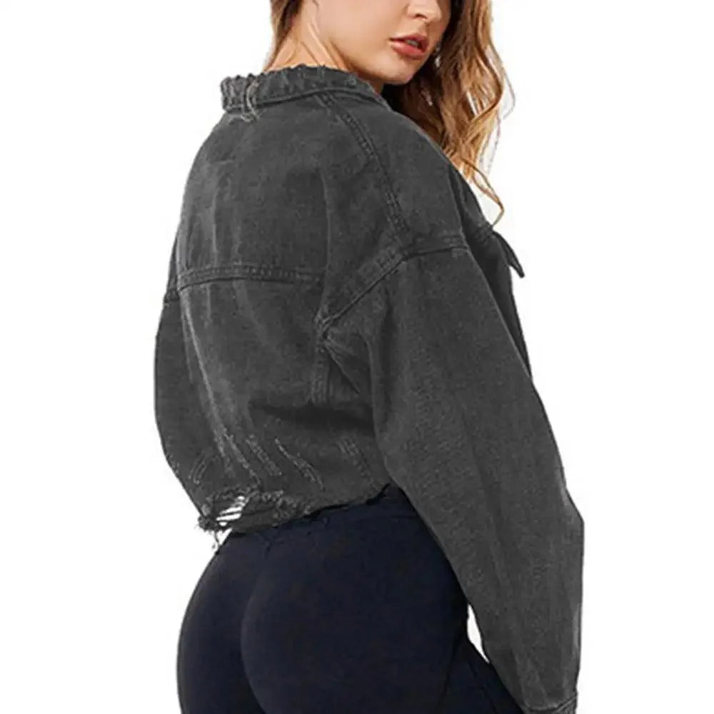 Nouvelles incroyables vestes en jean déchirées pour femmes, sexy, printemps, vintage, décontractées, courtes, à manches bouffantes, manteau d'hiver, streetwear
