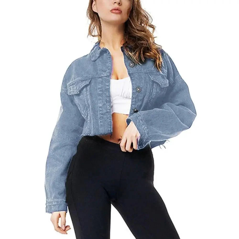 Nouvelles incroyables vestes en jean déchirées pour femmes, sexy, printemps, vintage, décontractées, courtes, à manches bouffantes, manteau d'hiver, streetwear