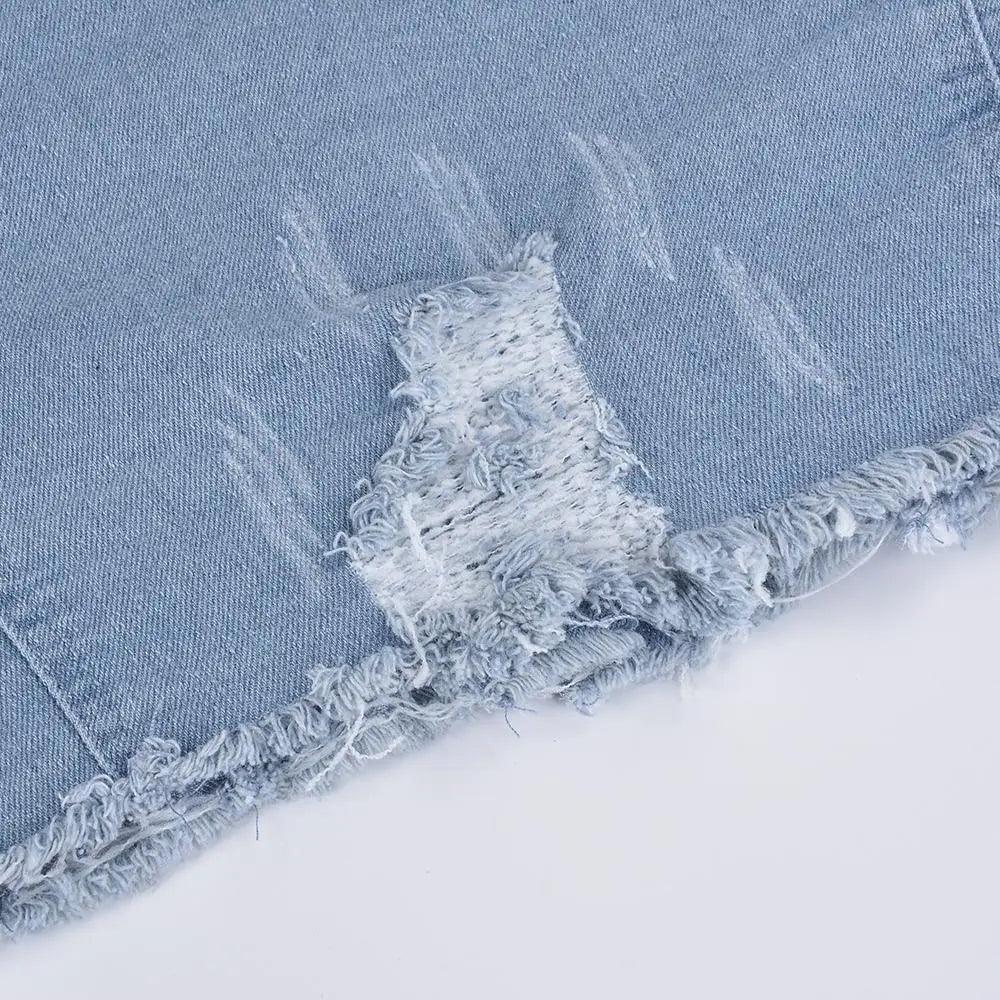 Nouvelles incroyables vestes en jean déchirées pour femmes, sexy, printemps, vintage, décontractées, courtes, à manches bouffantes, manteau d'hiver, streetwear
