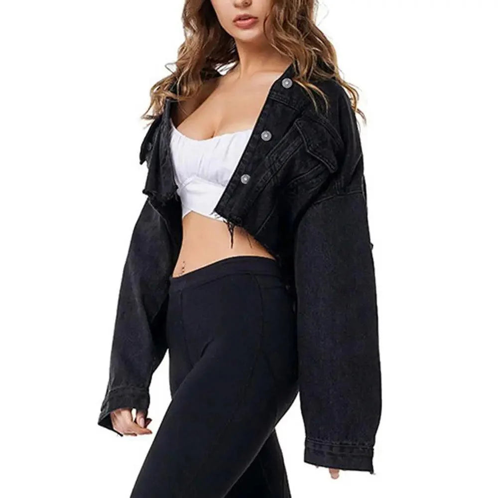 Nouvelles incroyables vestes en jean déchirées pour femmes, sexy, printemps, vintage, décontractées, courtes, à manches bouffantes, manteau d'hiver, streetwear
