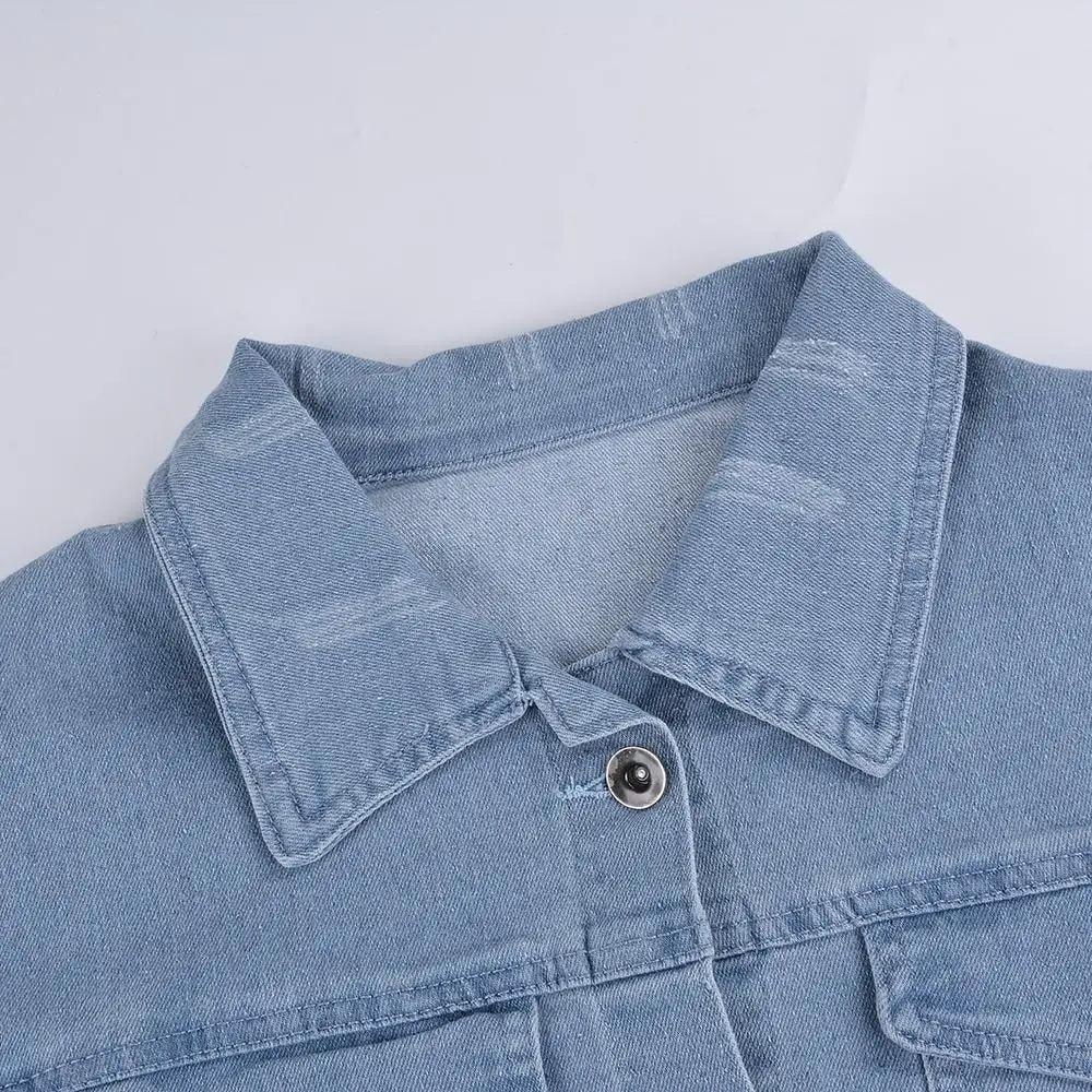 Nouvelles incroyables vestes en jean déchirées pour femmes, sexy, printemps, vintage, décontractées, courtes, à manches bouffantes, manteau d'hiver, streetwear
