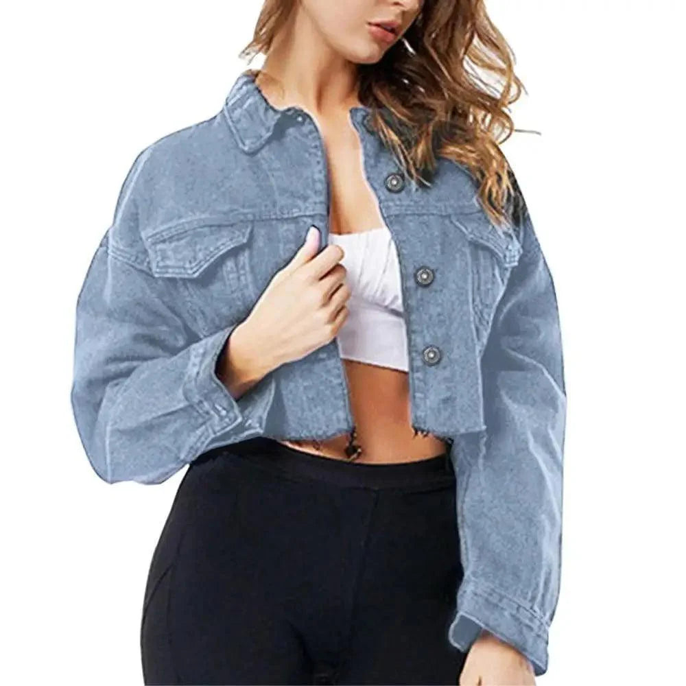 Nouvelles incroyables vestes en jean déchirées pour femmes, sexy, printemps, vintage, décontractées, courtes, à manches bouffantes, manteau d'hiver, streetwear