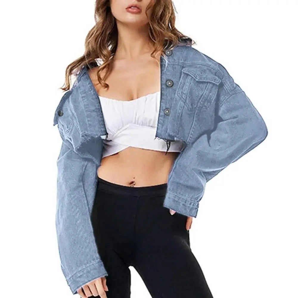 Nouvelles incroyables vestes en jean déchirées pour femmes, sexy, printemps, vintage, décontractées, courtes, à manches bouffantes, manteau d'hiver, streetwear