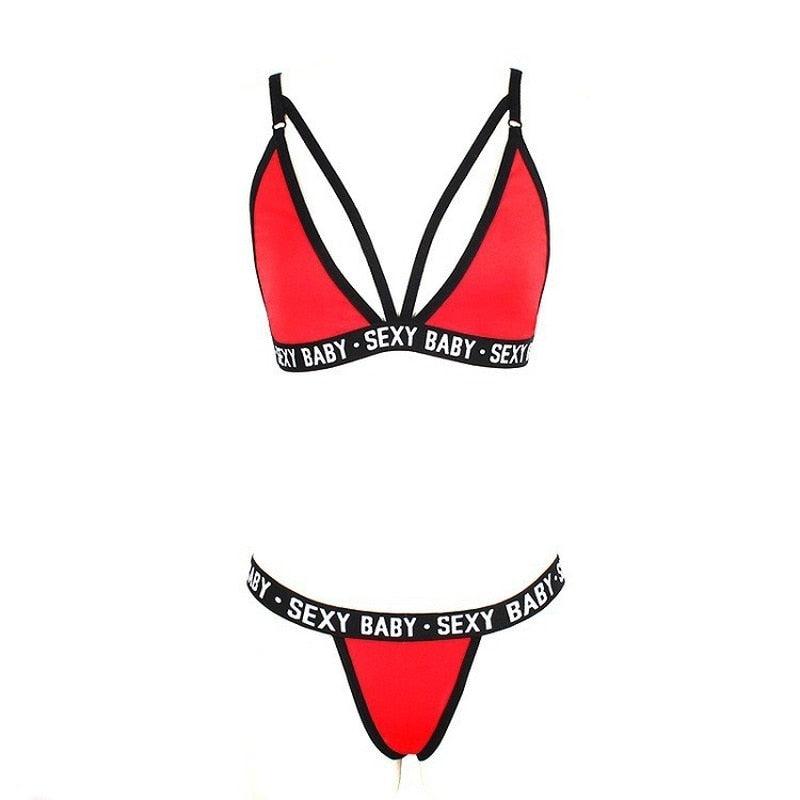 Nouvelle Lettre Ensemble de Sous-vêtements Sportifs Trois Pièces pour Femmes Maillot de Bain Bikini Mince Sans Dos Pour Femmes Ensemble de Maillot de Bain Deux Pièces Maillot de Bain de Plage Ensemble de Bikini String