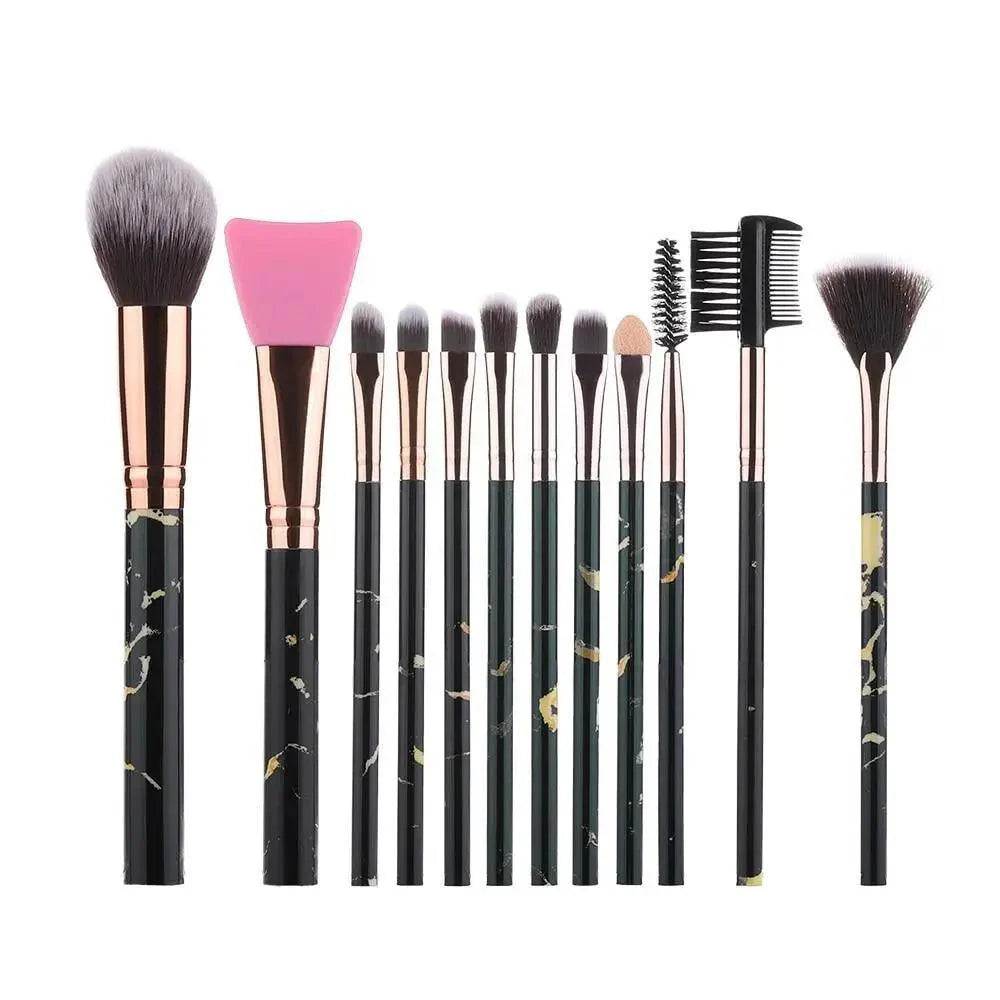 Nouvel Ensemble de Pinceaux de Maquillage Luxueux 12/8/5pcs Yeux Lèvres Sourcils Peigne Cils Éponge Pinceau Ombre à Paupières Silicone Masque Facial Contour Brosses Cosmétiques
