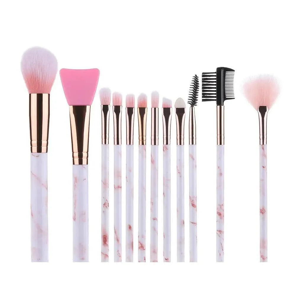Nouvel Ensemble de Pinceaux de Maquillage Luxueux 12/8/5pcs Yeux Lèvres Sourcils Peigne Cils Éponge Pinceau Ombre à Paupières Silicone Masque Facial Contour Brosses Cosmétiques