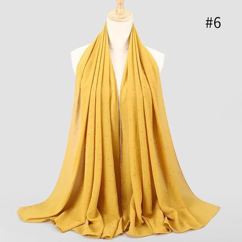 Nouveau foulard de luxe en mousseline dorée, uni, doux et long, pour femmes musulmanes, hijab, châle et écharpe.