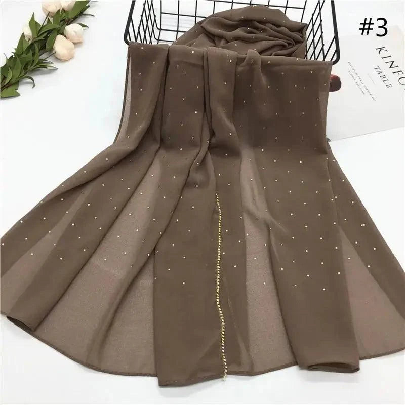 Nouveau foulard de luxe en mousseline dorée, uni, doux et long, pour femmes musulmanes, hijab, châle et écharpe.