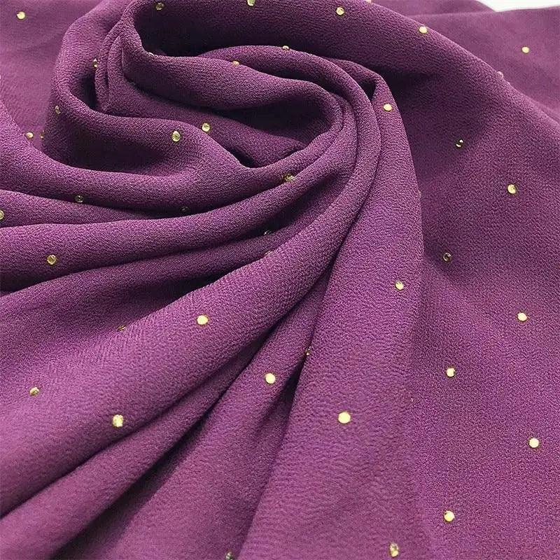 Nouveau foulard de luxe en mousseline dorée, uni, doux et long, pour femmes musulmanes, hijab, châle et écharpe.
