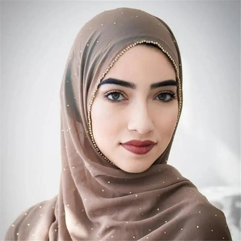 Nouveau foulard de luxe en mousseline dorée, uni, doux et long, pour femmes musulmanes, hijab, châle et écharpe.