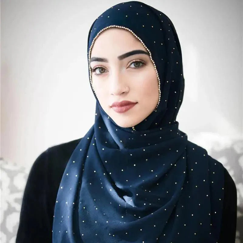 Nouveau foulard de luxe en mousseline dorée, uni, doux et long, pour femmes musulmanes, hijab, châle et écharpe.