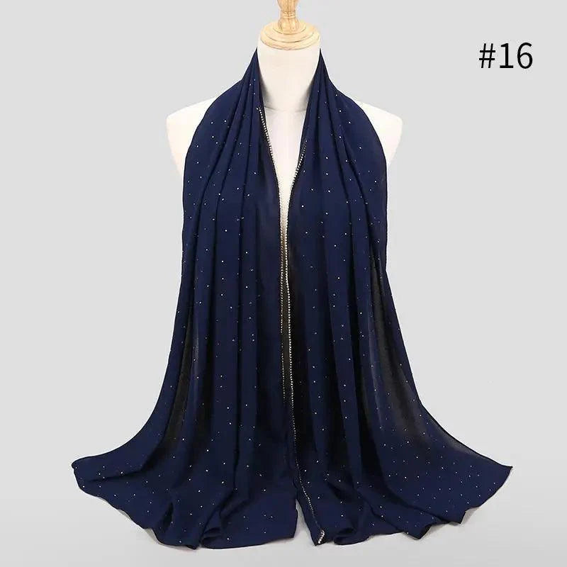 Nouveau foulard de luxe en mousseline dorée, uni, doux et long, pour femmes musulmanes, hijab, châle et écharpe.