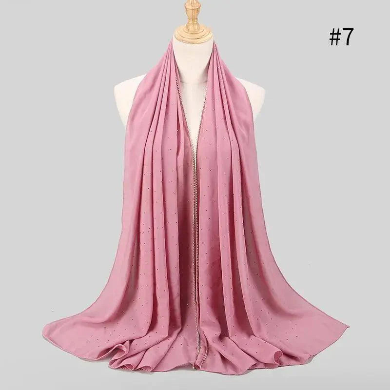 Nouveau foulard de luxe en mousseline dorée, uni, doux et long, pour femmes musulmanes, hijab, châle et écharpe.
