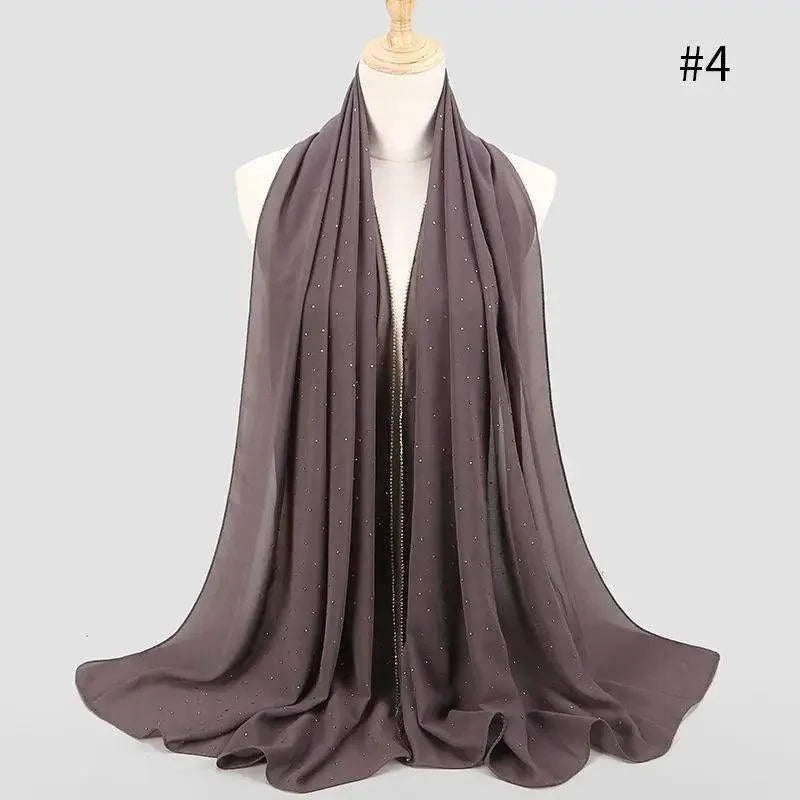 Nouveau foulard de luxe en mousseline dorée, uni, doux et long, pour femmes musulmanes, hijab, châle et écharpe.