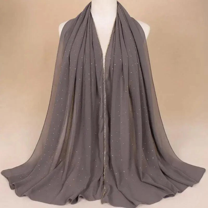 Nouveau foulard de luxe en mousseline dorée, uni, doux et long, pour femmes musulmanes, hijab, châle et écharpe.