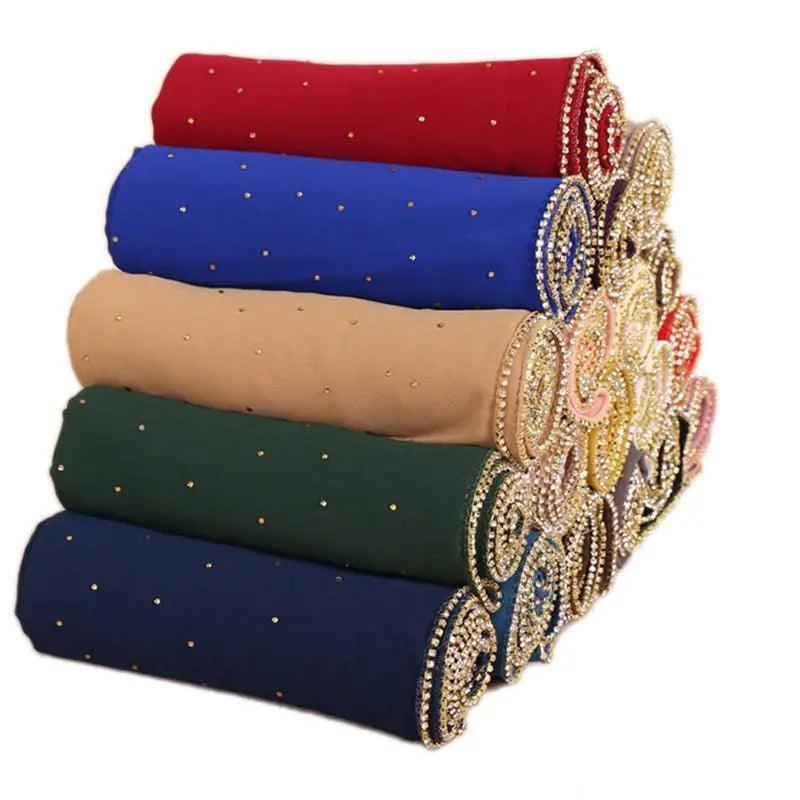 Nouveau foulard de luxe en mousseline dorée, uni, doux et long, pour femmes musulmanes, hijab, châle et écharpe.