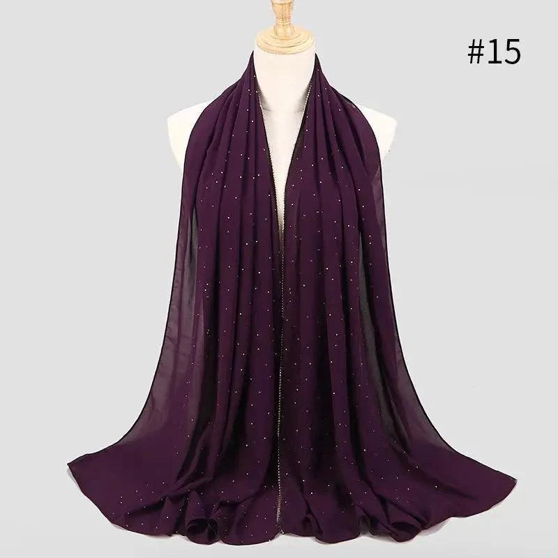 Nouveau foulard de luxe en mousseline dorée, uni, doux et long, pour femmes musulmanes, hijab, châle et écharpe.