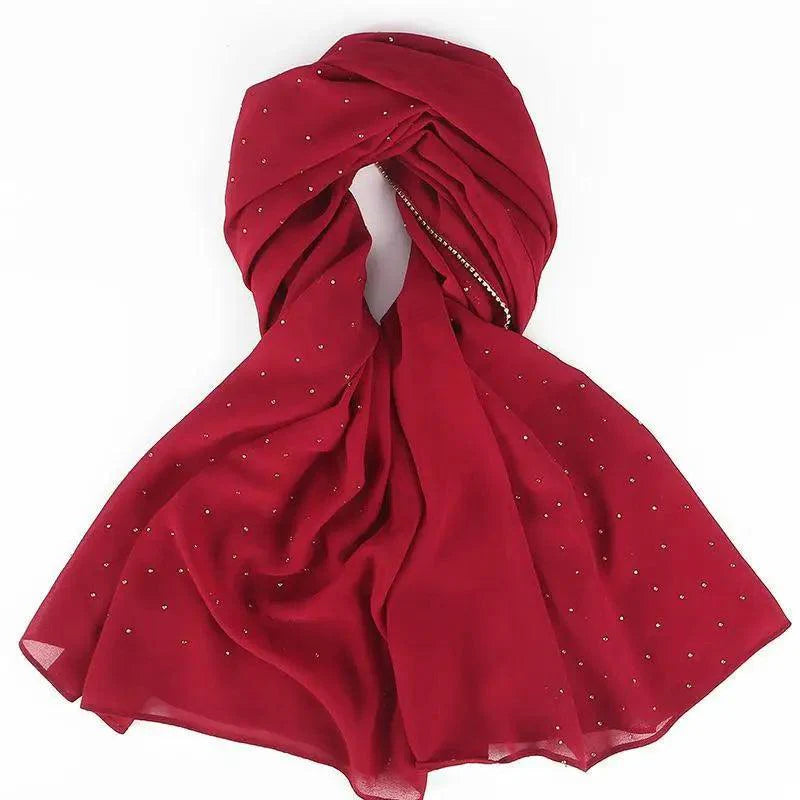 Nouveau foulard de luxe en mousseline dorée, uni, doux et long, pour femmes musulmanes, hijab, châle et écharpe.